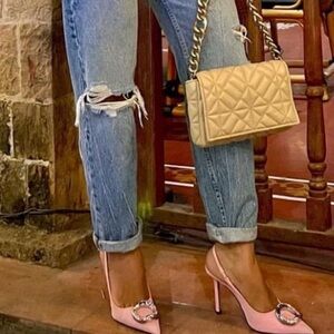 ZARA QUILTED CHAIN STRAP BEGE/TOASTED